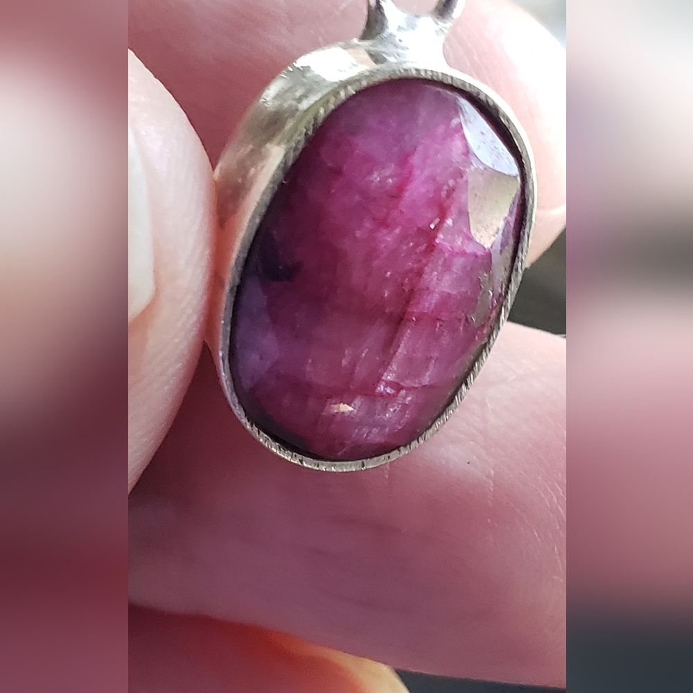 Sold--Natural Ruby Gemstone & 925 Silver Earrings - image 7